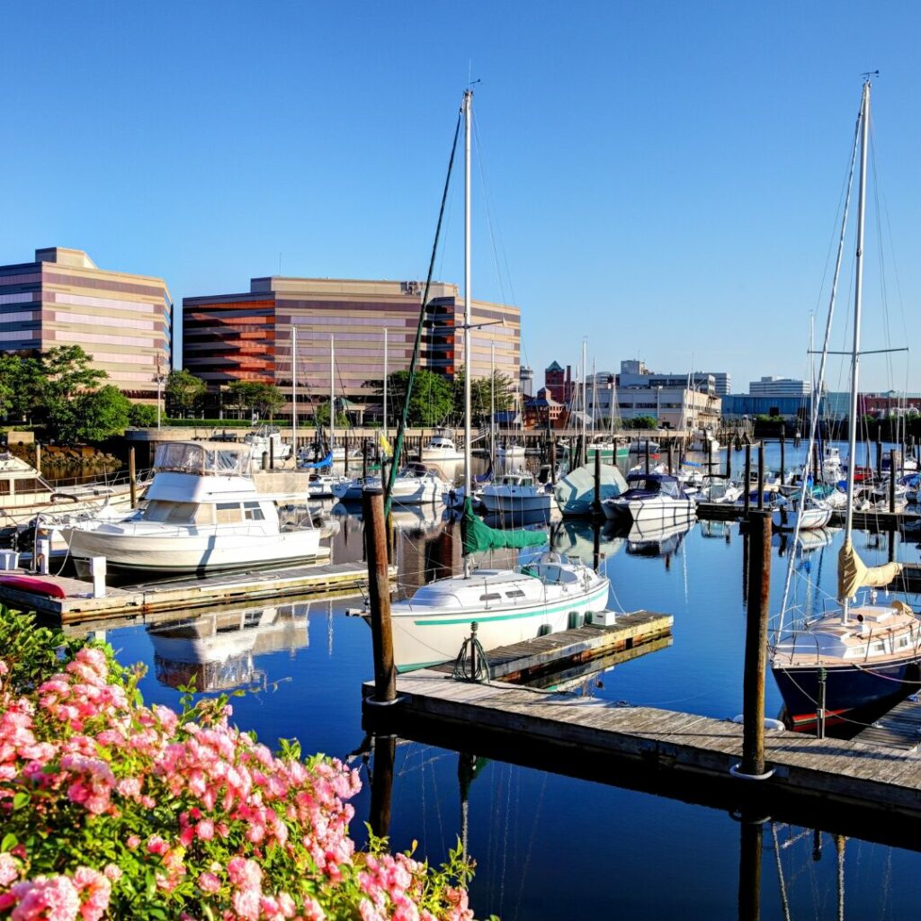 Boats in the marina of Connecticut